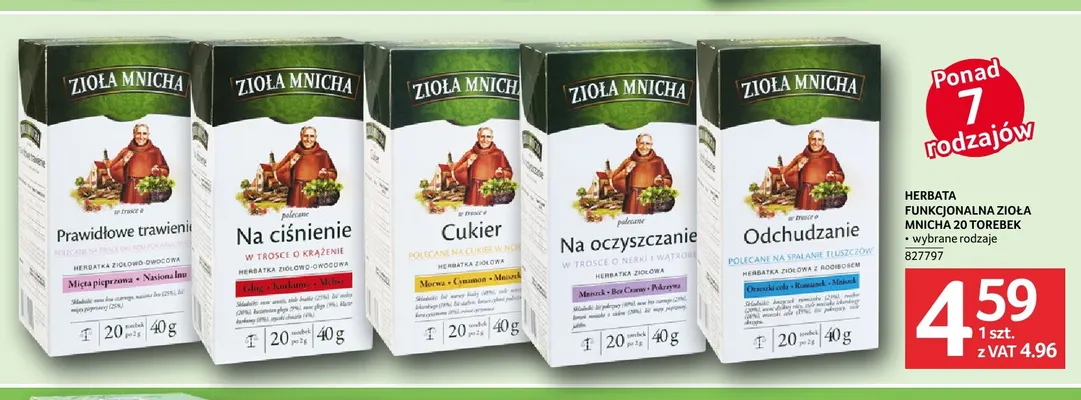 Herbata funkcjonalna Zioła Mnicha odchudzanie promocja w Selgros