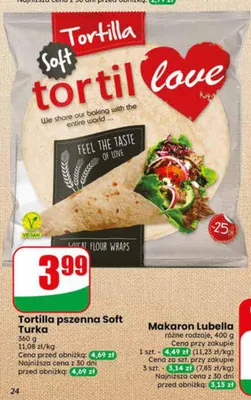 Tortilla pszenna Soft Turka promocja w Dino