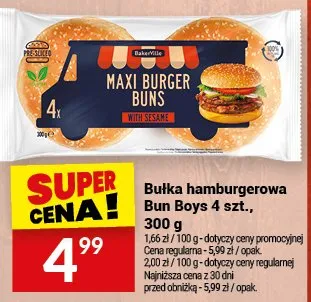 Bułka hamburgerowa Maxi Burger Buns BakerVille promocja w Twój Market