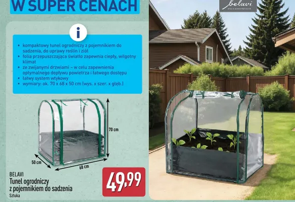 Tunel ogrodniczy z pojemnikiem do sadzenia Belavi promocja w Aldi