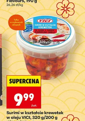Surimi w kształcie krewetek w oleju VICI promocja w Biedronka