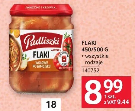 Flaki Pudliszki 450/500 g promocja w Selgros