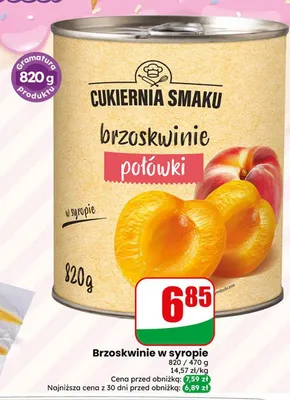 Brzoskwinie w syropie połówki Cukiernia Smaku promocja w Dino