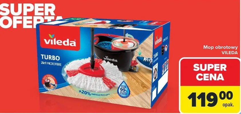 Mop obrotowy Turbo 2in1 Microfibre promocja w Carrefour Market