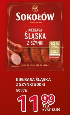 Kiełbasa śląska z szynki Sokołów 500 g promocja w Selgros
