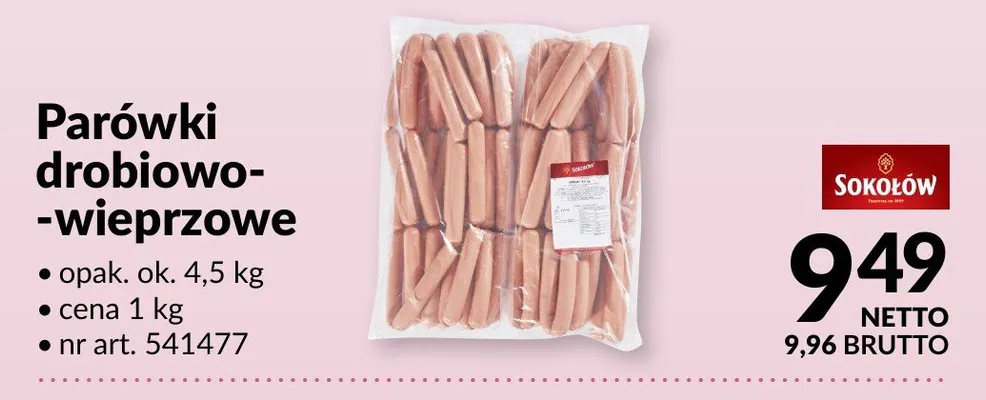 Parówki drobiowo-wieprzowe promocja w Makro