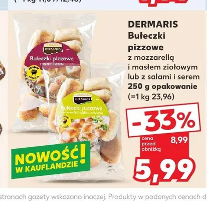 Bułeczki pizzowe z mozzarellą i masłem ziołowym Dermaris promocja w Kaufland