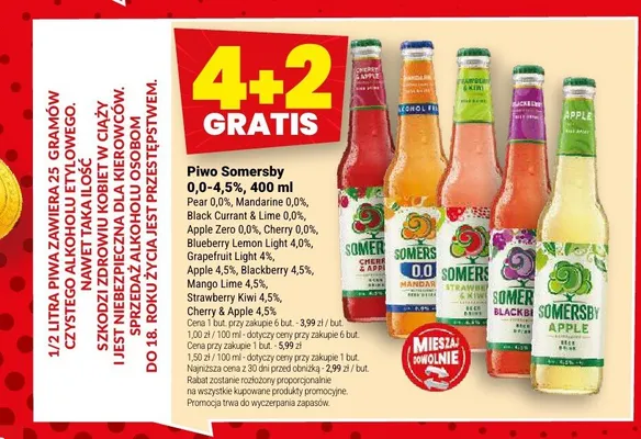 Piwo Somersby Strawberry Kiwi 4,5% promocja w Twój Market
