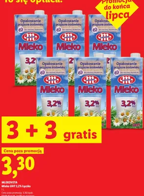 Mleko UHT 3,2% Łączka Mlekovita promocja w Lidl