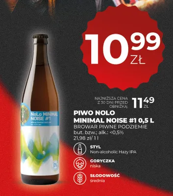 Piwo bezalkoholowe Piwne Podziemie NoLo Minimal Noise #1 promocja w Duży Ben