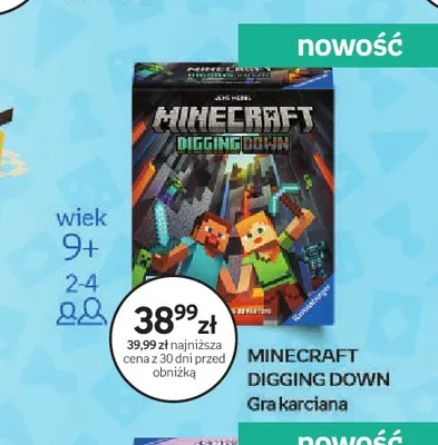 Gra karciana Minecraft Digging Down Ravensburger promocja w Empik