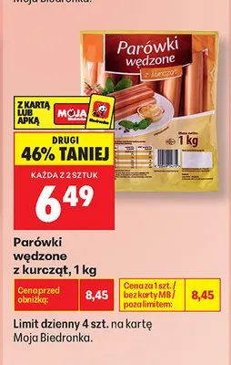 Parówki wędzone z kurcząt promocja w Biedronka