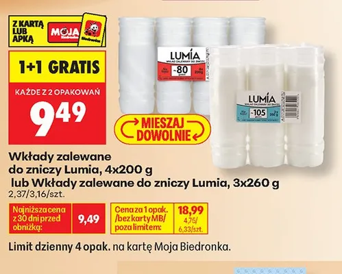 Wkłady zalewane do zniczy Lumia 3-pak promocja w Biedronka