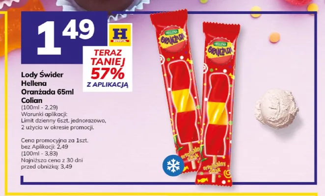 Lody Świder Hellena Oranżada promocja w Hitpol