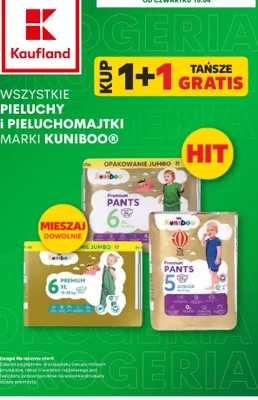 Pieluchomajtki i pieluchy 1+1 GRATIS promocja w Kaufland