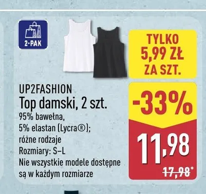 Top damski UP2FASHION 2-pak promocja w Aldi