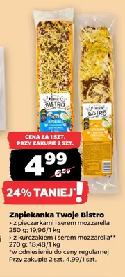 Zapiekanka z kurczakiem i serem mozzarella Twoje Bistro promocja w Netto