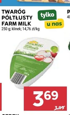 Twaróg półtłusty Farm Milk promocja w Stokrotka