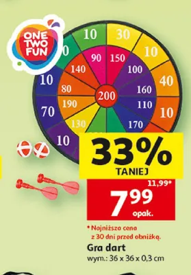 Gra dart ONE TWO FUN 36x36x0,3cm promocja w Auchan