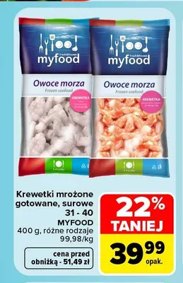 Krewetki mrożone surowe 31-40 Myfood promocja w Carrefour Market