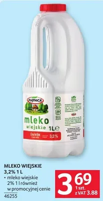 Mleko wiejskie 3,2% 1 l promocja w Selgros