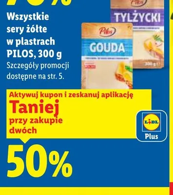 Ser żółty w plastrach Pilos Gouda promocja w Lidl