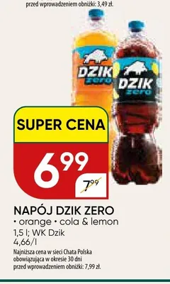 Napój Dzik Zero cola promocja w Chata Polska