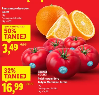 Polskie pomidory Jedyne Malinowe, luzem promocja w Lidl