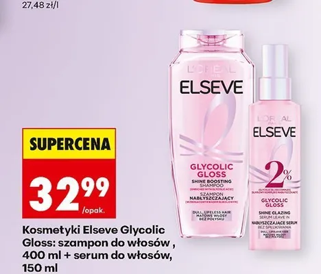 Zestaw szampon Elseve Glycolic Gloss + serum Elseve Glycolic Gloss promocja w Biedronka