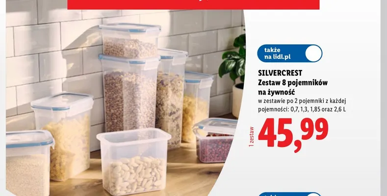 Zestaw 8 pojemników na żywność Silvercrest promocja w Lidl