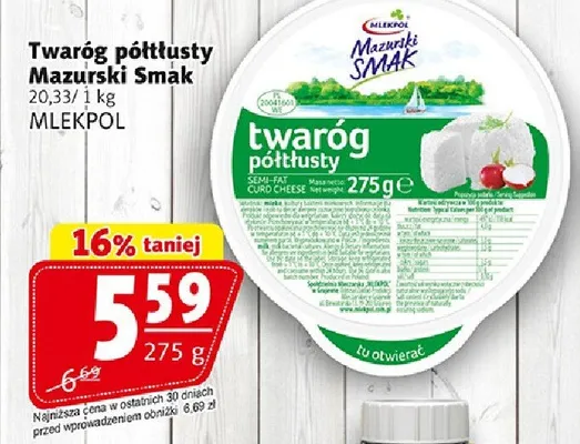 Twaróg półtłusty Mazurski Smak promocja w Prim Market