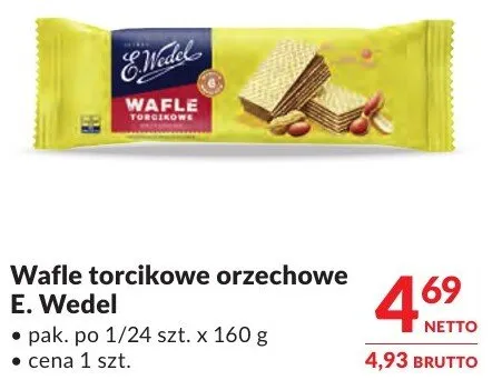 Wafle torcikowe orzechowe E. Wedel promocja w Makro
