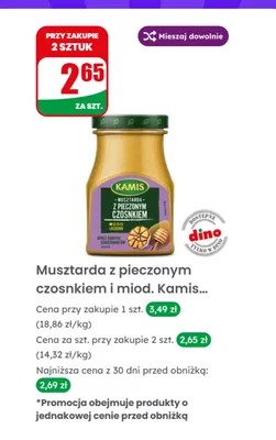 Musztarda z pieczonym czosnkiem i miodem promocja w Dino