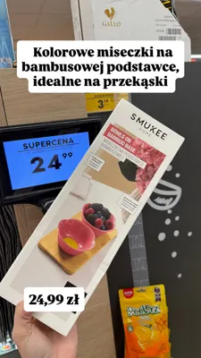Miseczki na bambusowej podstawce promocja w Biedronka