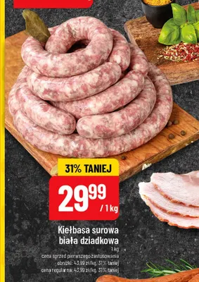Kiełbasa surowa biała dziadkowa promocja w POLOmarket