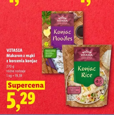 Ryż z mąki z korzenia konjac Vitasia Konjac Rice promocja w Lidl