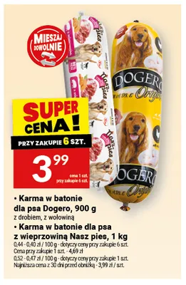 Karma w batonie dla psa Dogero z wołowiną 900 g promocja w Twój Market