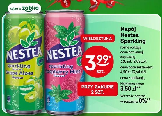 Napój Nestea Sparkling Raspberry Mint promocja w Żabka