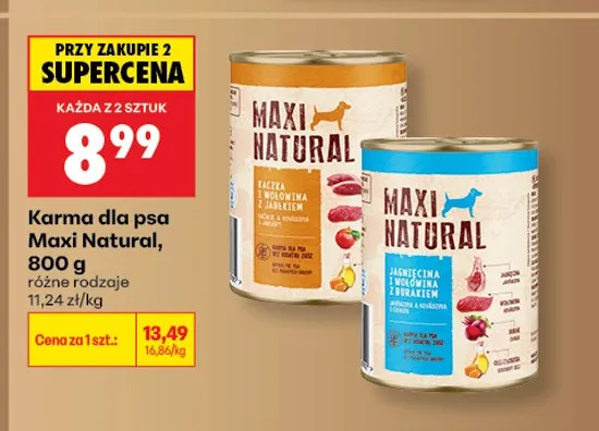 Karma dla psa Maxi Natural z jagnięciną i wołowiną promocja w Biedronka