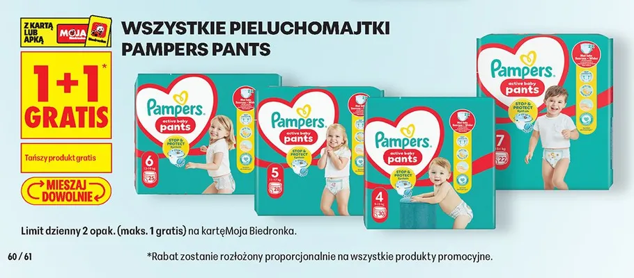 Pieluchomajtki Pampers Active Baby Pants rozmiar 4 promocja w Biedronka