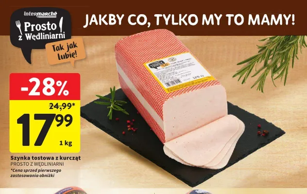 Szynka tostowa z kurcząt Prosto z Wędliniarni promocja w Intermarche