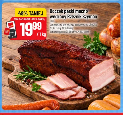 Boczek paski mocno wędzony Rzeźnik Szymon promocja w POLOmarket