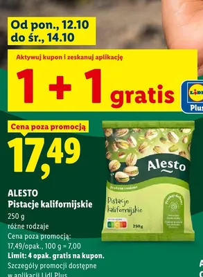 Pistacje kalifornijskie Alesto promocja w Lidl