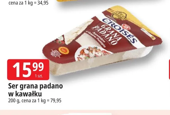 Ser grana padano w kawałku Les Croisés promocja w Leclerc