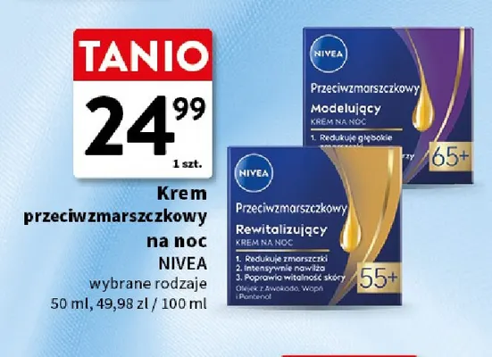Krem przeciwzmarszczkowy na noc Rewitalizujący 55+ Nivea promocja w Intermarche