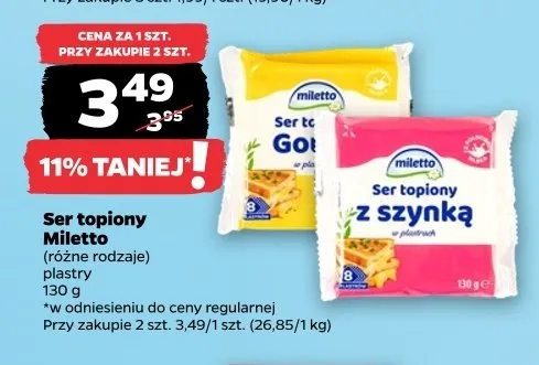 Ser topiony w plastrach z szynką Miletto promocja w Netto