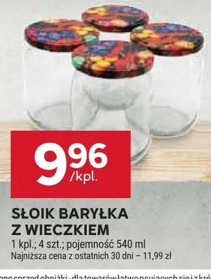 Słoik baryłka z wieczkiem 540 ml 4-pak promocja w Stokrotka
