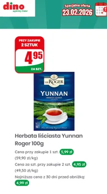 Herbata liściasta Yunnan promocja w Dino