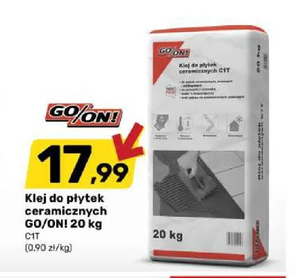 Klej do płytek ceramicznych Go/On! C1T promocja w Bricomarche