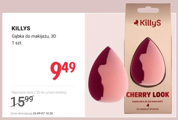 Gąbka do makijaŴu 3D Killys promocja w Rossmann